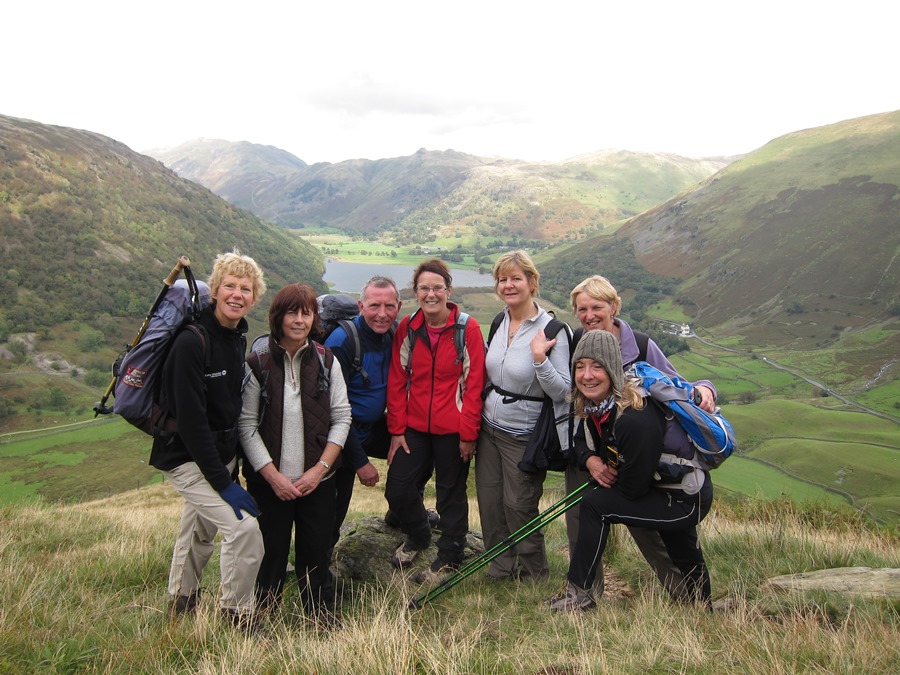 Lake District volunteer Tricia Brown doing what she enjoys most, leading a guided walk in the Ullswater valley