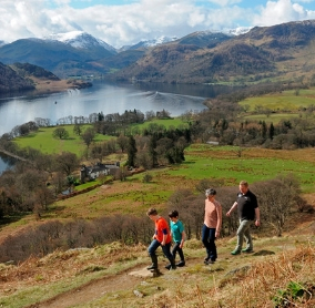 Family walking Ullswater Way 