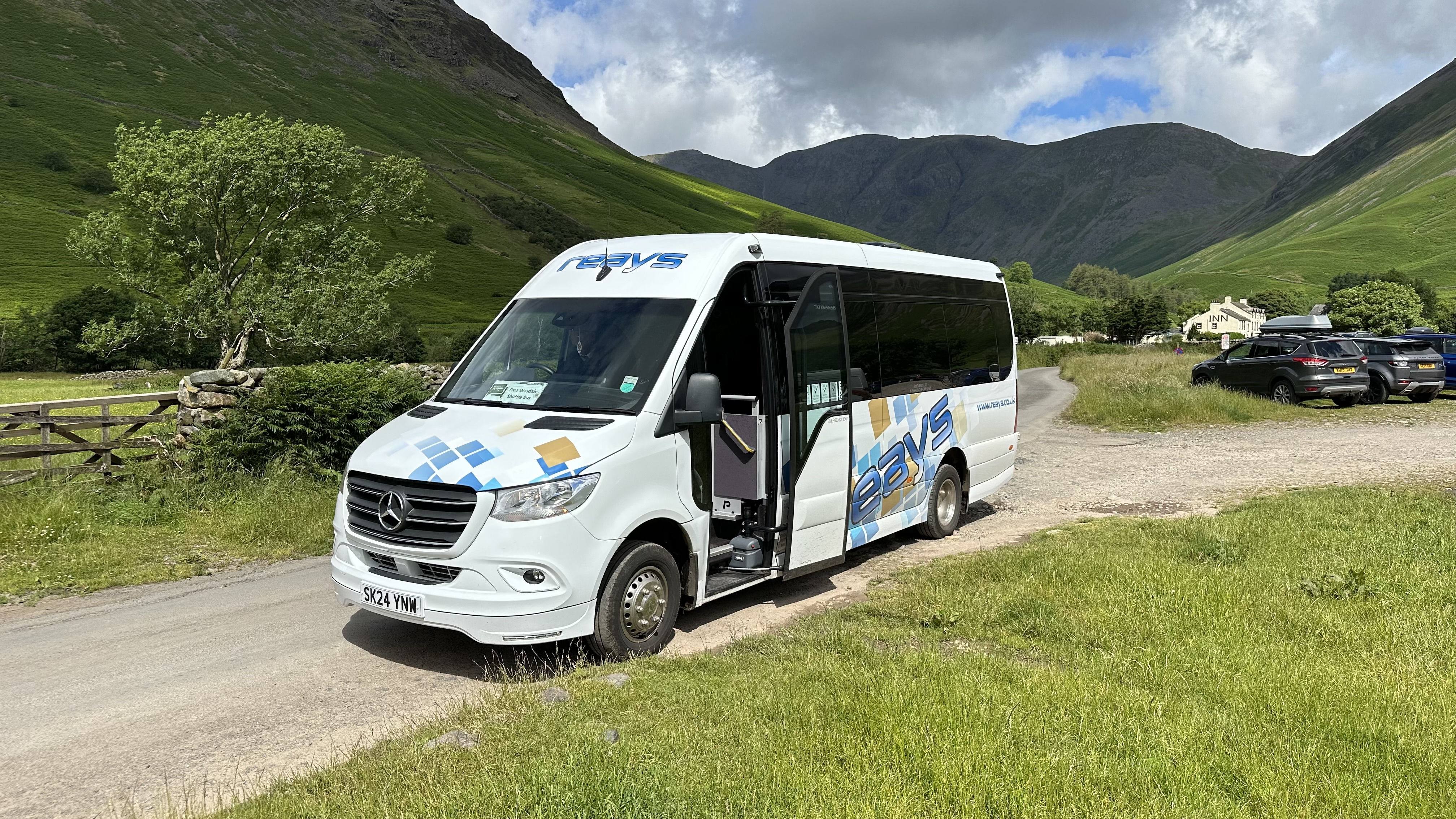 Shuttlebus parked up in Wasdale