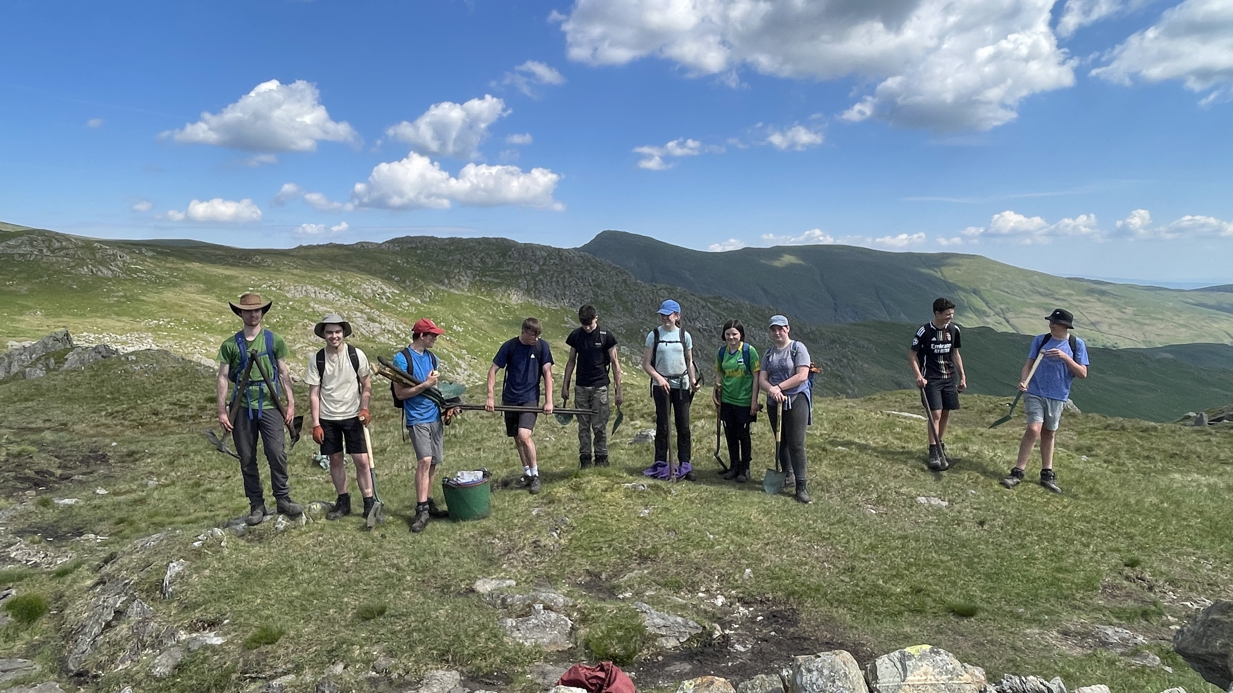 Young Rangers on a Fix the Fells day on St Ravens Edge