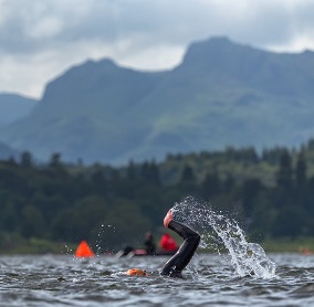 Great North Swim participant swimming in Lake Windermere in 2017.