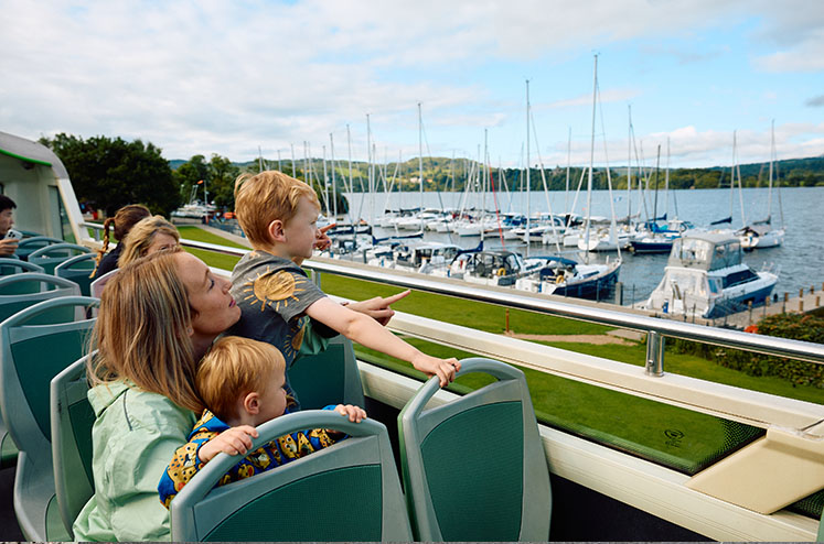 Family on a bus - sustainable travel