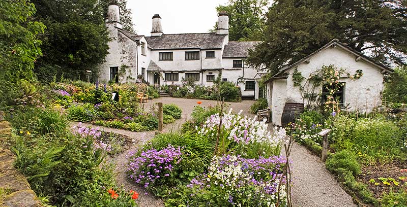 Townend Farmhouse with a traditional kitchen garden in full bloom