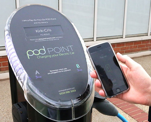 Pod Point electric car charge point and phone app