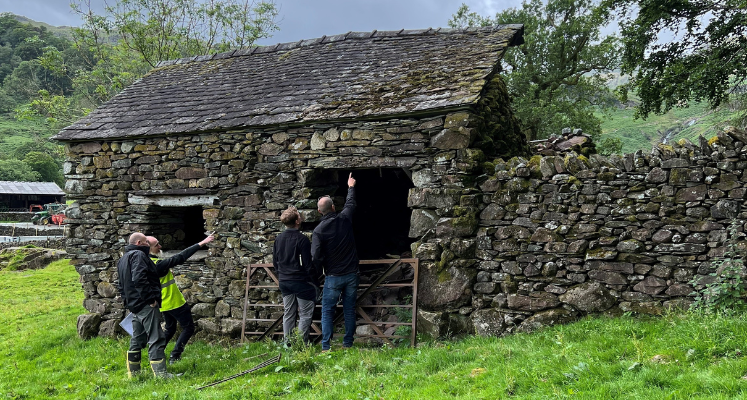 At Brimmer Head, Easedale, a small and rare field barn is being restored thanks to a grant. 