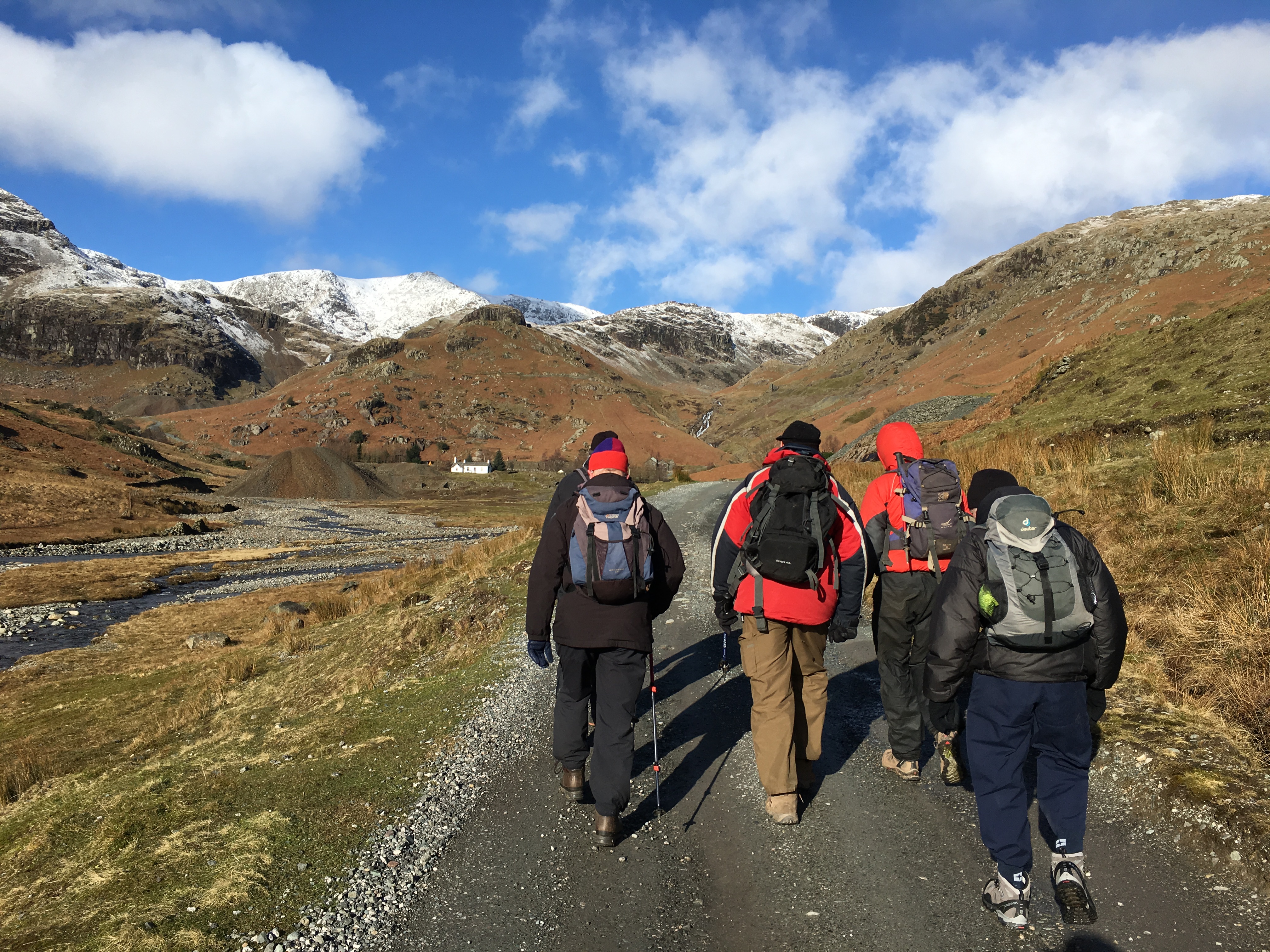 Walkers approach Bonsor Mills, Coniston