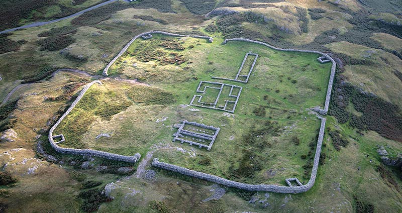 Aerial view of Hardknott Roman Fort