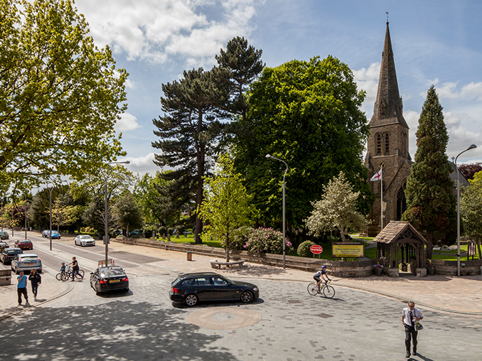 Stone laid roundabout in keeping with historic character of the town