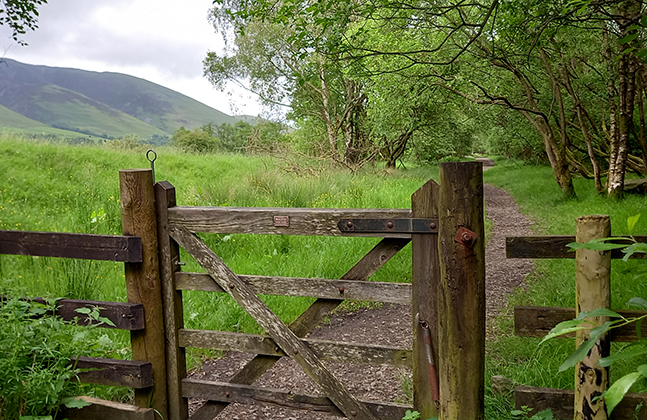 Keswick to Threlkeld view from a gateway to hills beyond