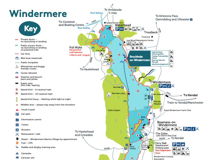 windermere lake cruises map