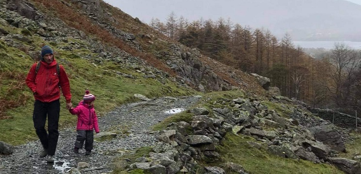 Wes and his daughter out in the Lake District walking.