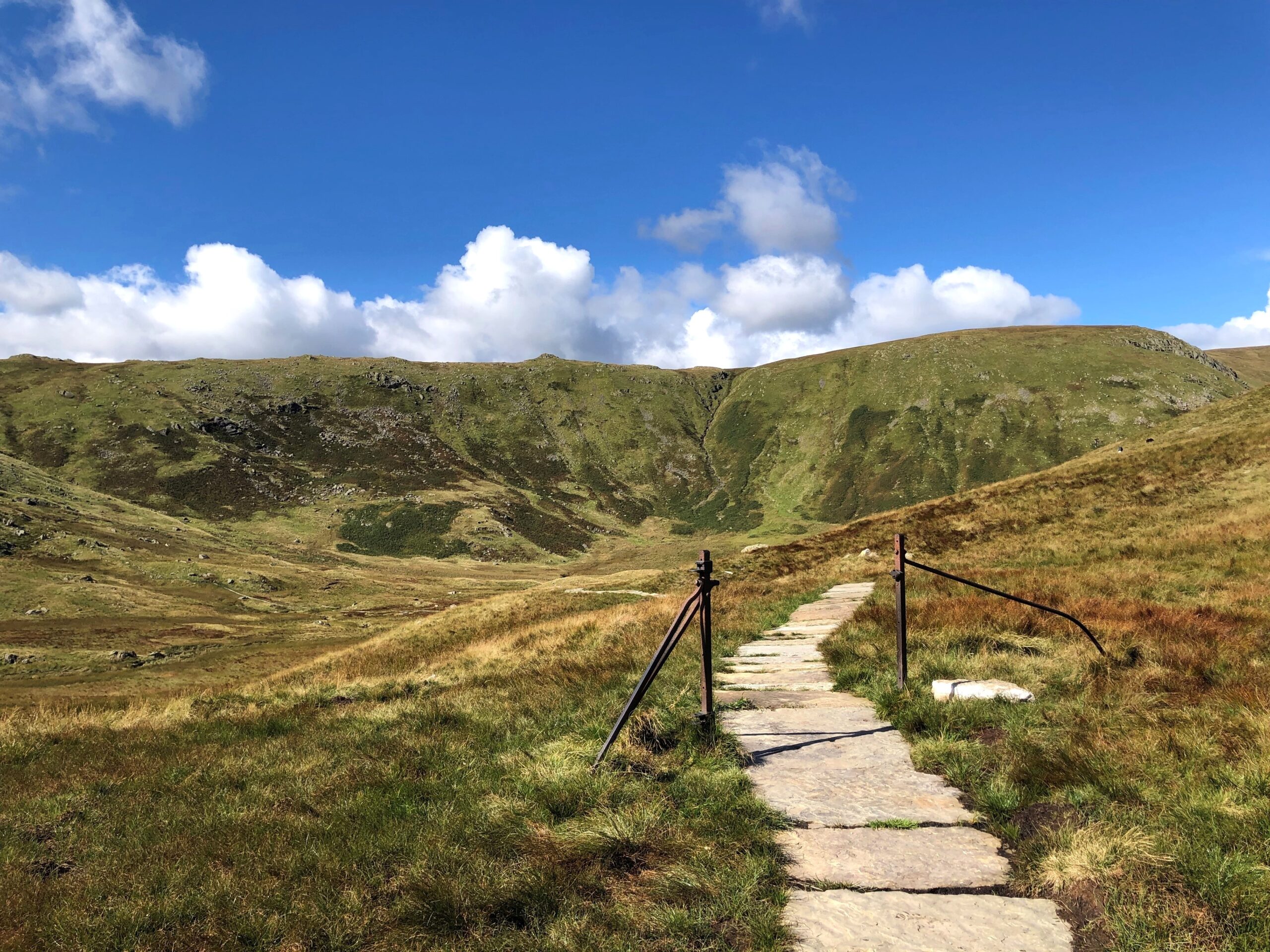 Coast to Coast path with flags laid by Fix the Fells in the Lake District National Park