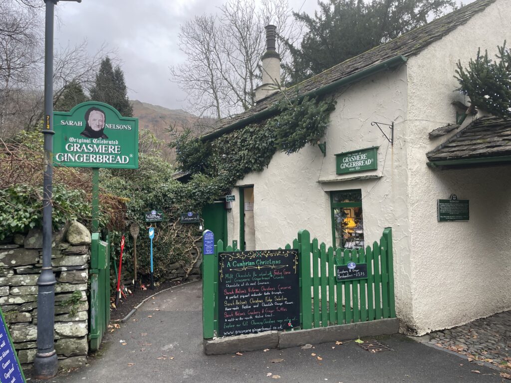 Picture of the front of the Grasmere gingerbread shop.