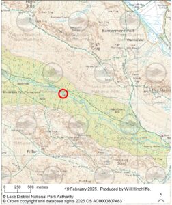 Map showing missing bridge in Ennerdale