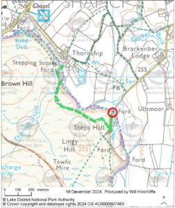 Map showing closed path
