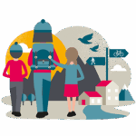 Illustration of people walking