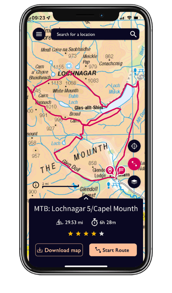 a phone showing a route on OS maps app