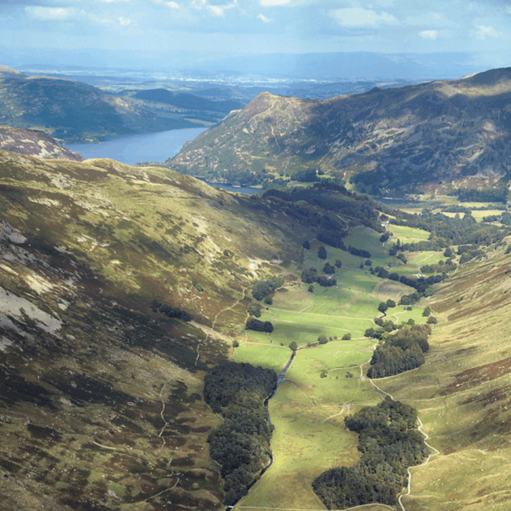 The Ullswater valley, with Ullswater in the background