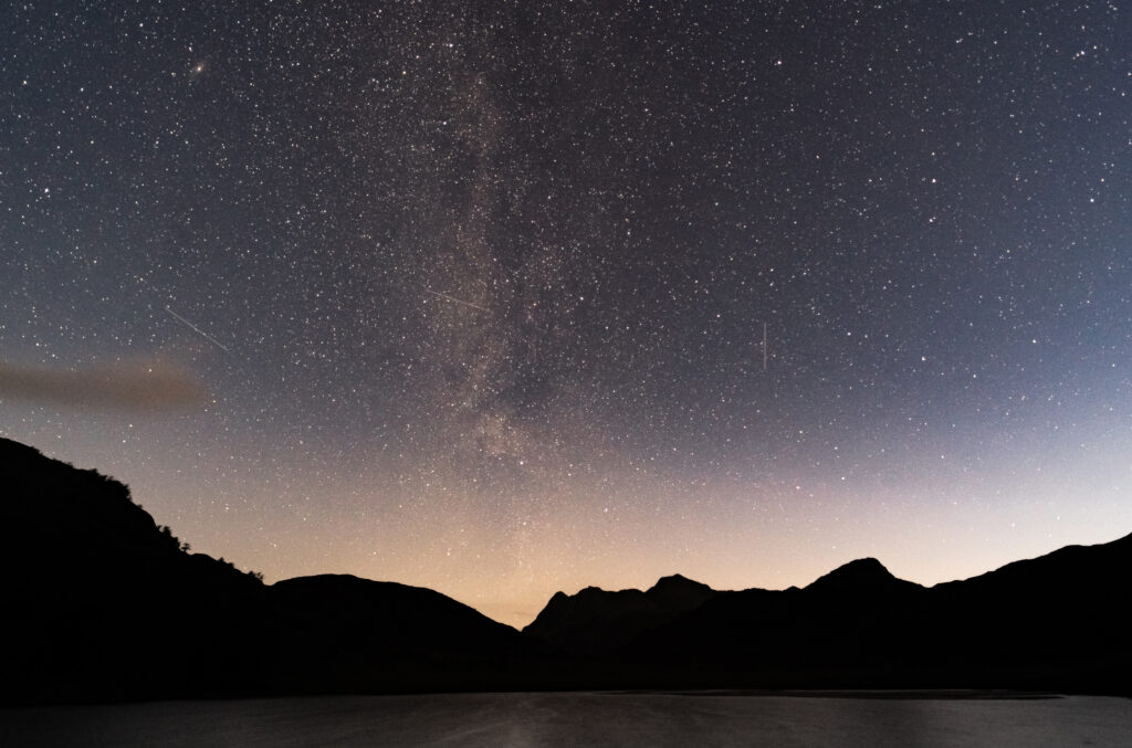 starry purple and orange night sky