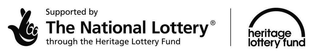 black logo reading 'supported by the national lottery through the world heritage lottery fund'