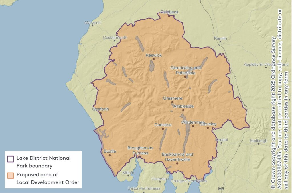 Map showing where the Local Development Order for septic tanks applies