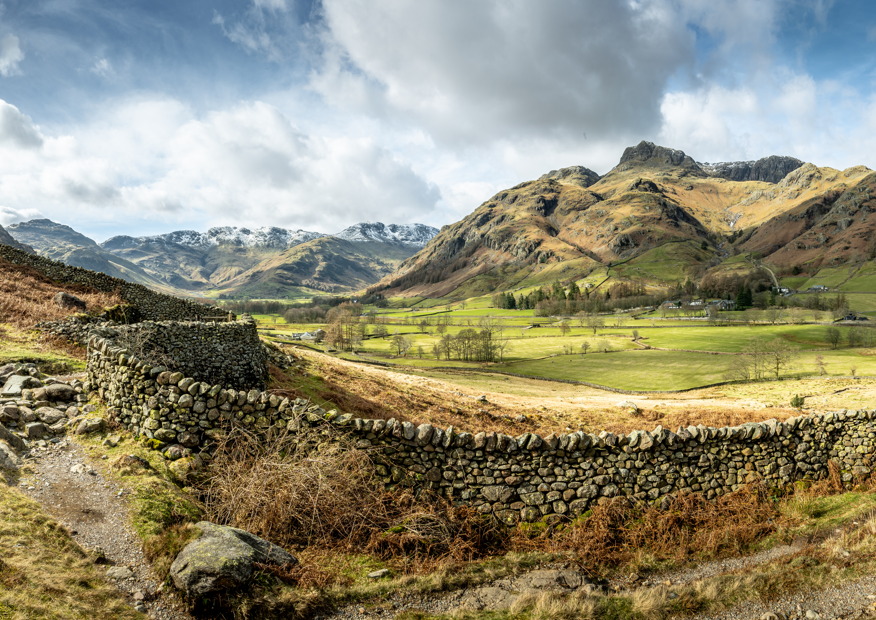 Landscape of Cumbria Way in Langdale