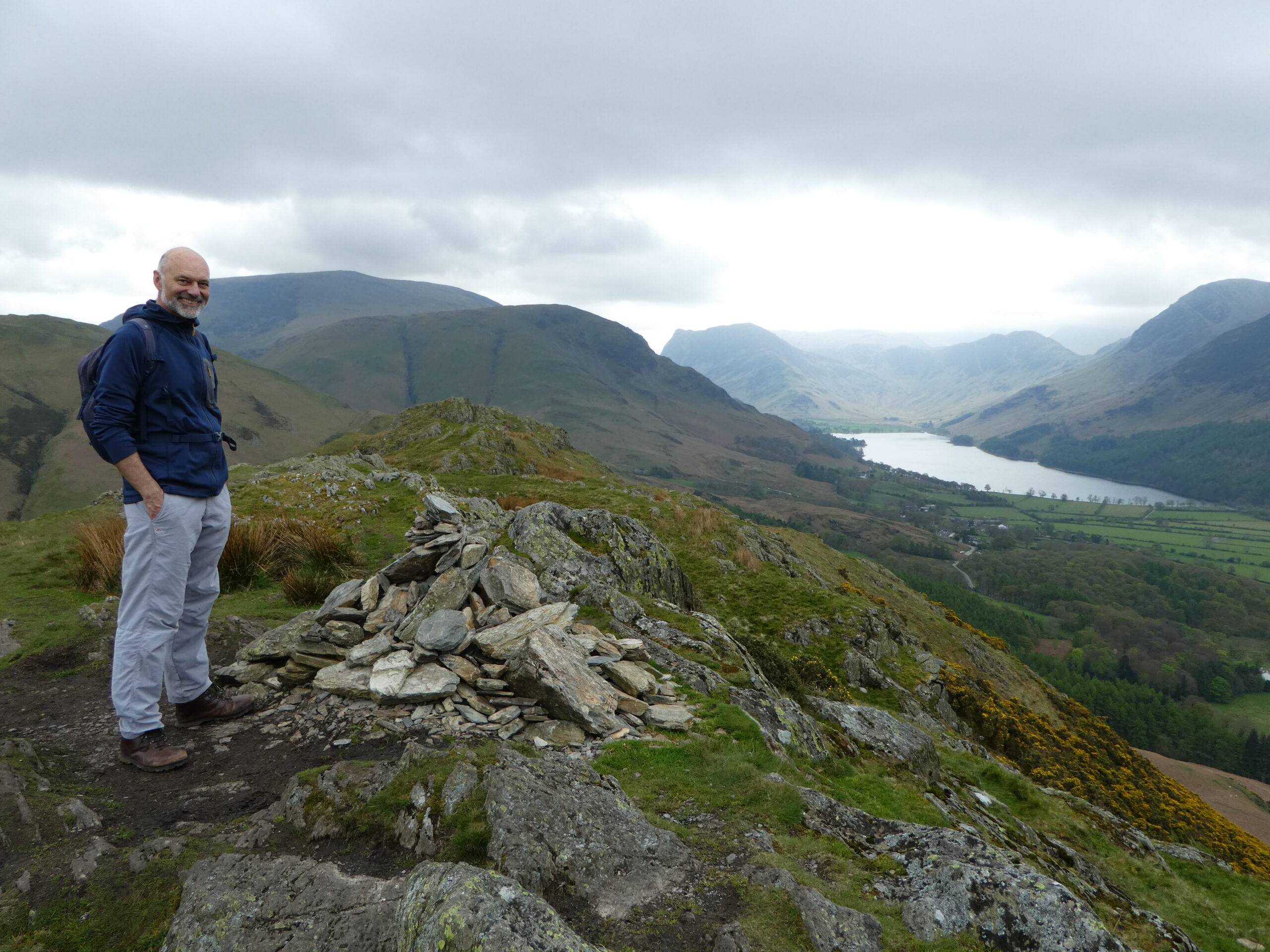 Ron stood on the top of Ranngerdale Knotts on a cloudy day