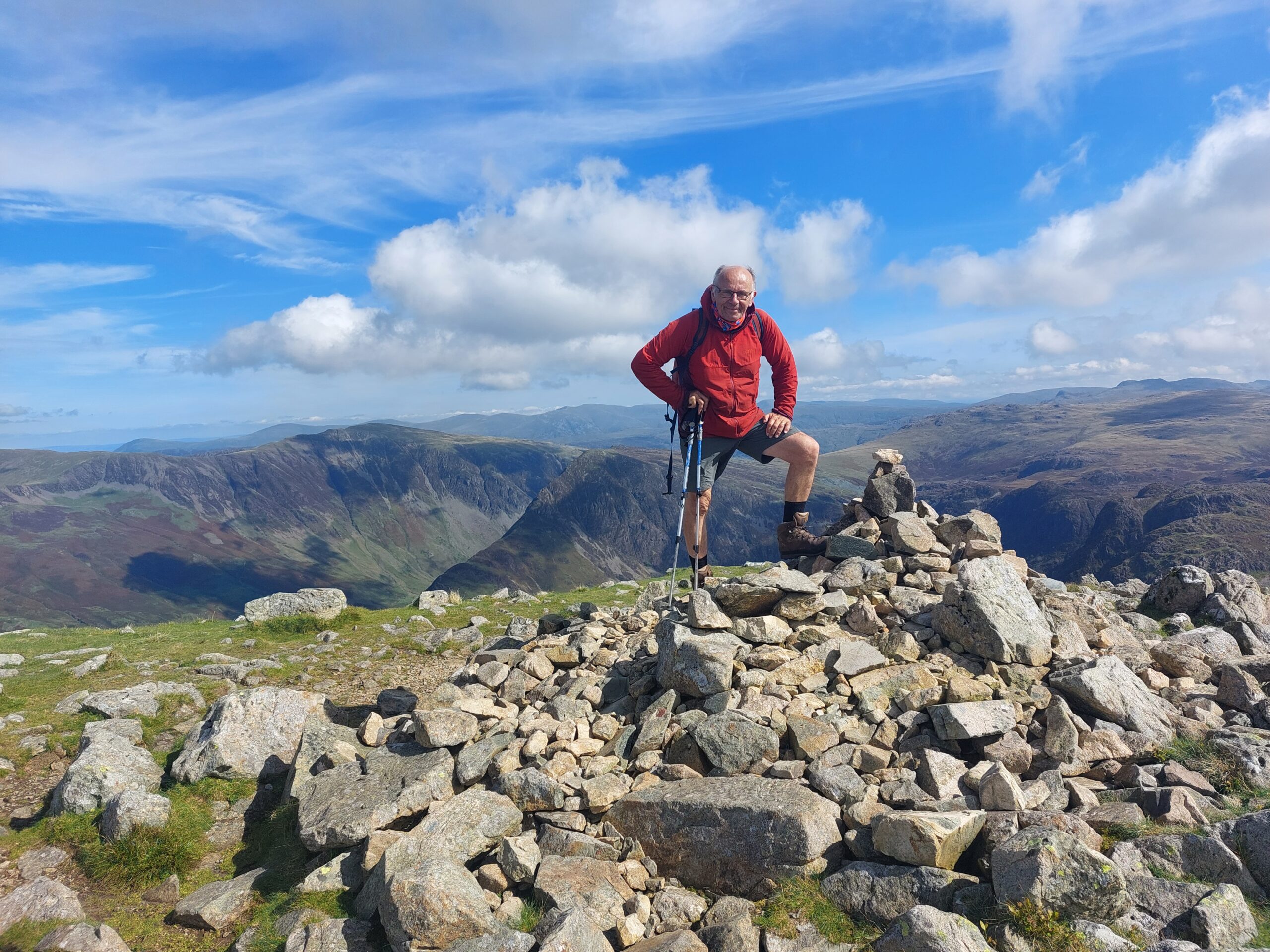 Ron stood on the top of High Crag at summit on a glorious sunny day