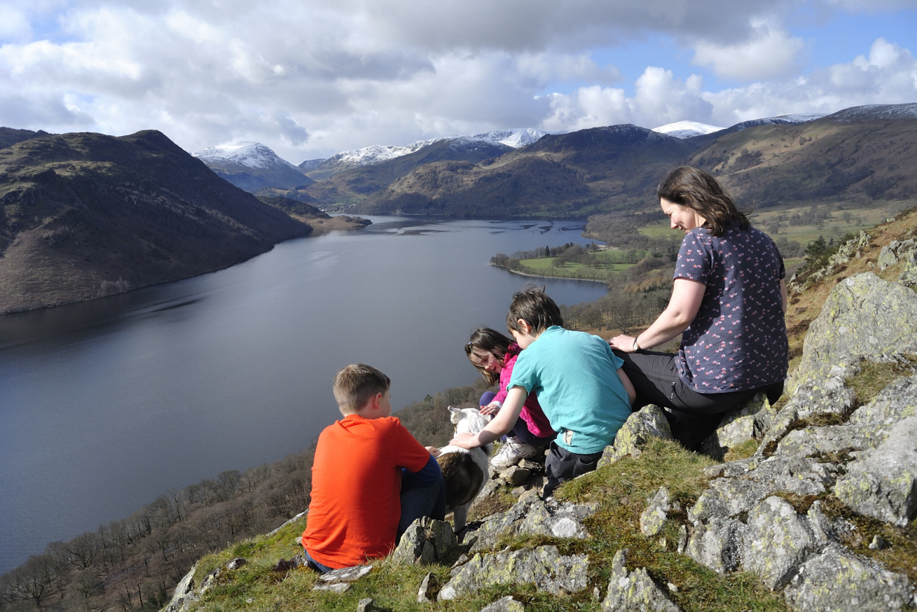 Family stopping for rest along the Ullswater way