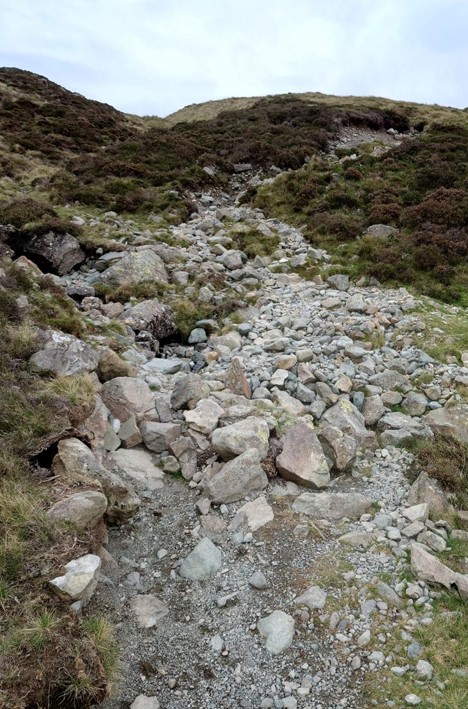 crumbling path surface at the top of loft beck