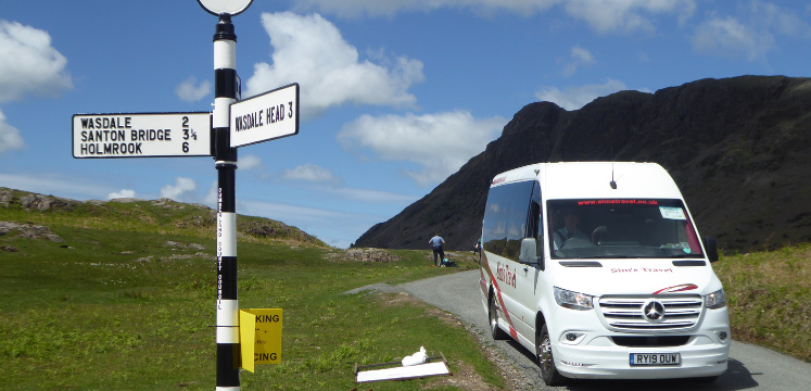 Wasdale shuttlebus at crossroads sign