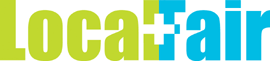 local and fair logo in light green and blue