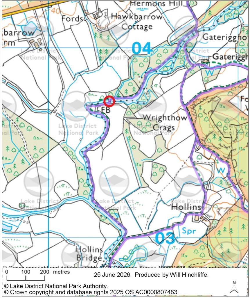 ordnance survey map to show the location of the missing bridge on the River Irt